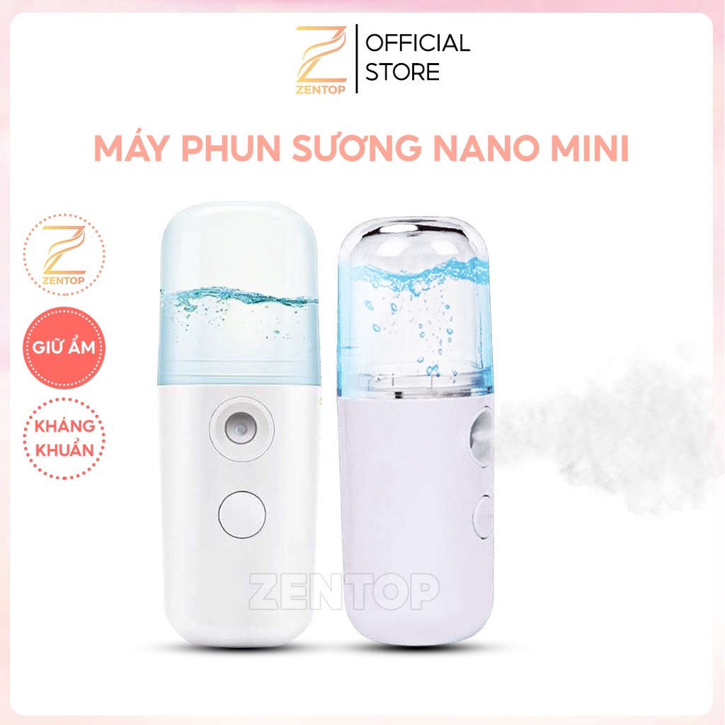 Máy xông mặt phun sương - xịt khoáng nano mini cầm tay kháng khuẩn giữ ẩm da tiện lợi Zentop