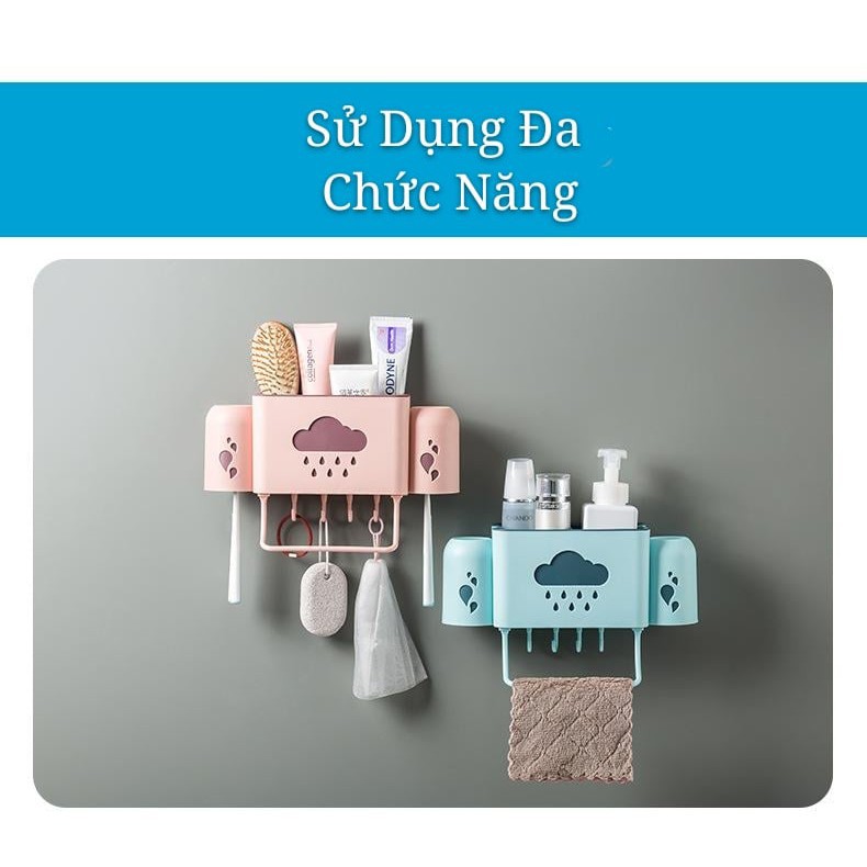 Kệ đa năng tiện ích hình đám mây tặng kèm 2 cốc ,không cần khoan lỗ lắp đặt