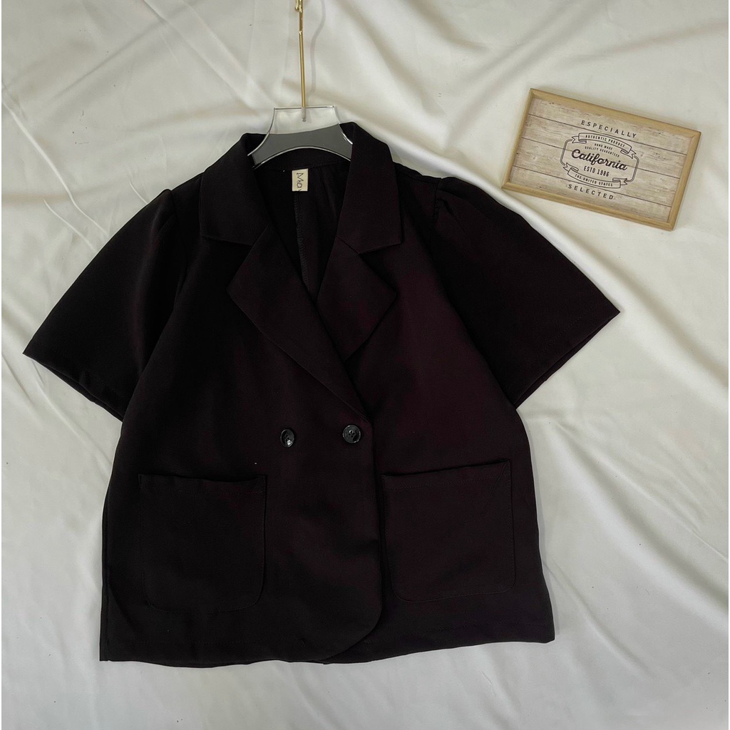 Áo blazer nữ tay ngắn kiểu dáng croptop thanh lịch cho nữ, áo khoác Blazer nữ cộc tay dáng ngắn croptop kiểu vest M2274