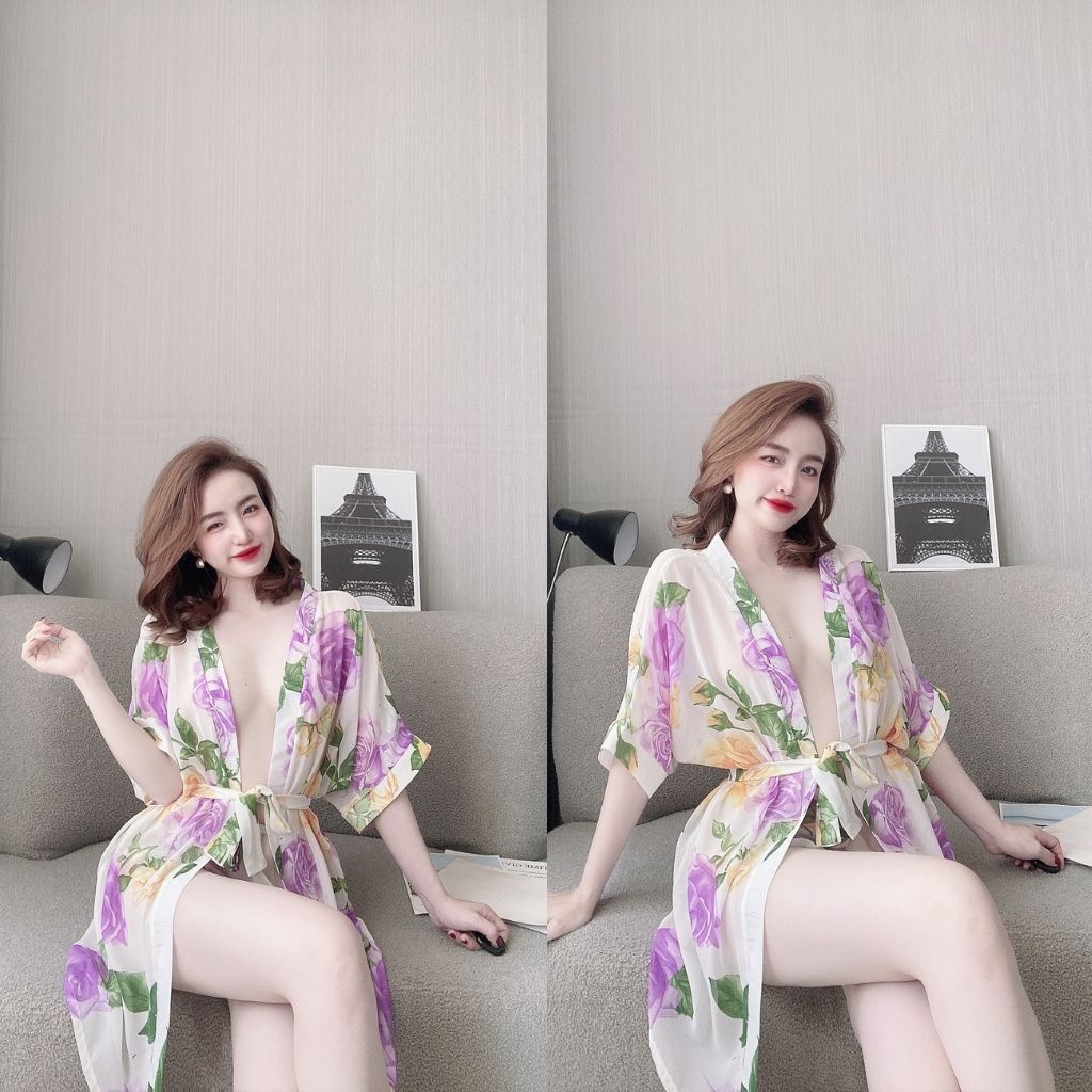 Áo Choàng Nữ Dạng Kimono - Váy Ngủ Nữ Dạng Áo Choàng Siêu Xinh Quyến Rũ Kèm Quần | BigBuy360 - bigbuy360.vn