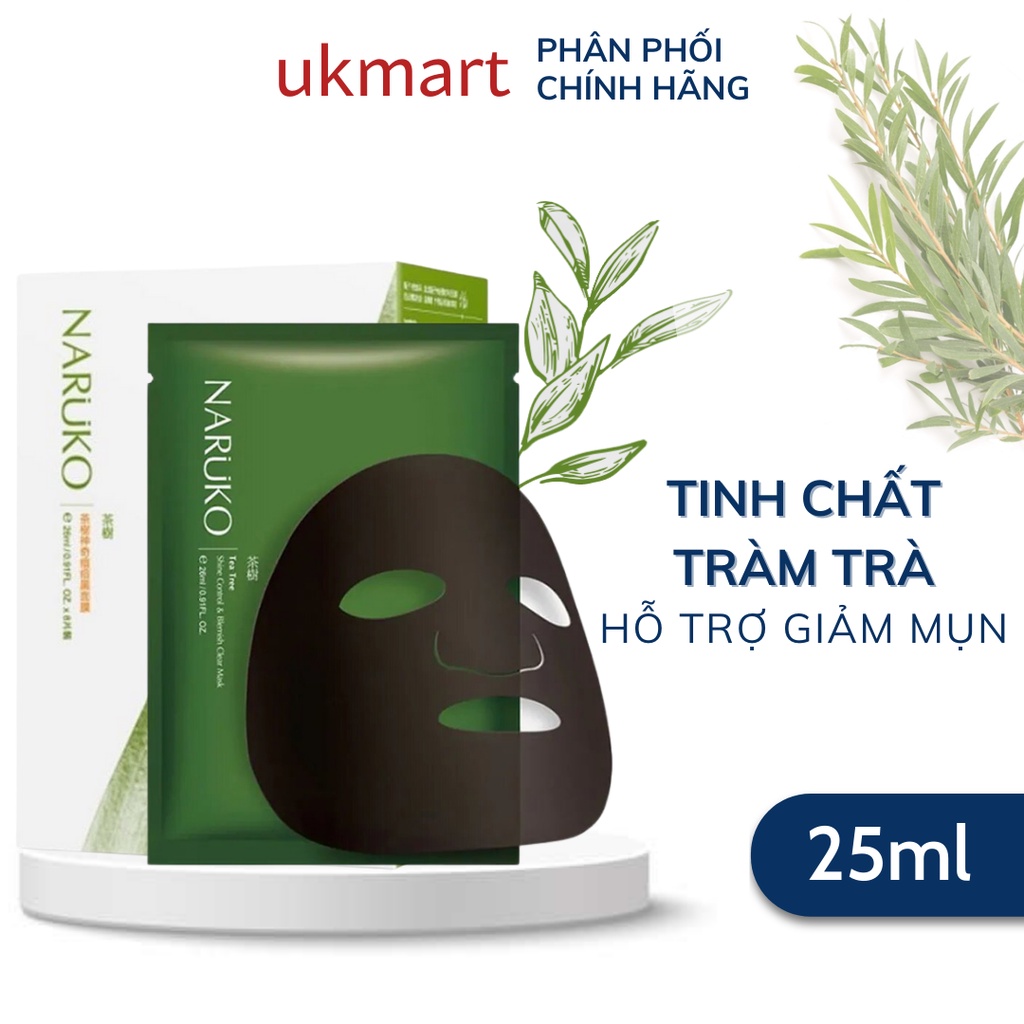 Hộp 8 Miếng Mặt Nạ Kiểm Soát Dầu Và Mụn Trà Tràm Naruko Tea Tree 26ml/m (Bản Đài)