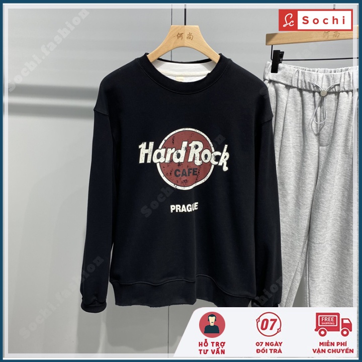 Áo thun nam cotton, áo phông nam unisex tay dài in chữ Hard Rock phong cách mã SW660