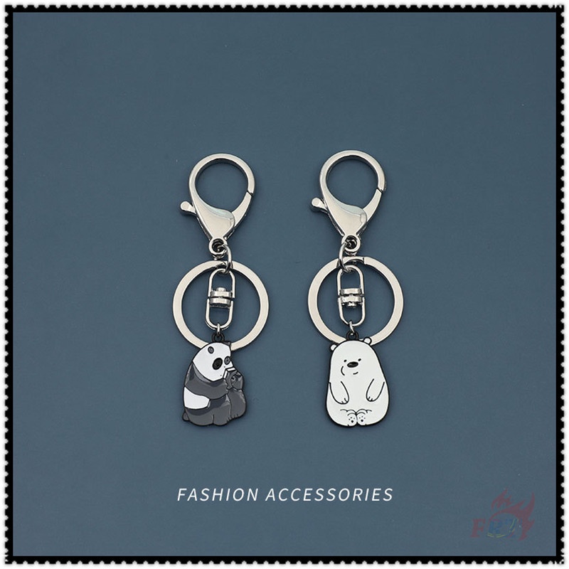 ✪ We Bare Bears Móc Khóa Hình Nhân Vật Hoạt Hình Ice Bear / Grizzly / Panda ✪ 1 Mặt Dây Chuyền Kim Loại Thời Trang