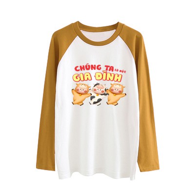 Áo thun dài tay raglan nam nữ unissex thiết kế cổ tròn basic in hình tết 2021 | BigBuy360 - bigbuy360.vn