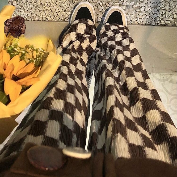 Quần Dài Lưng Cao Dáng Rộng Chất Liệu Da Lộn Màu Nâu Cà Phê Thời Trang Mùa Đông 2022 Cho Nữ