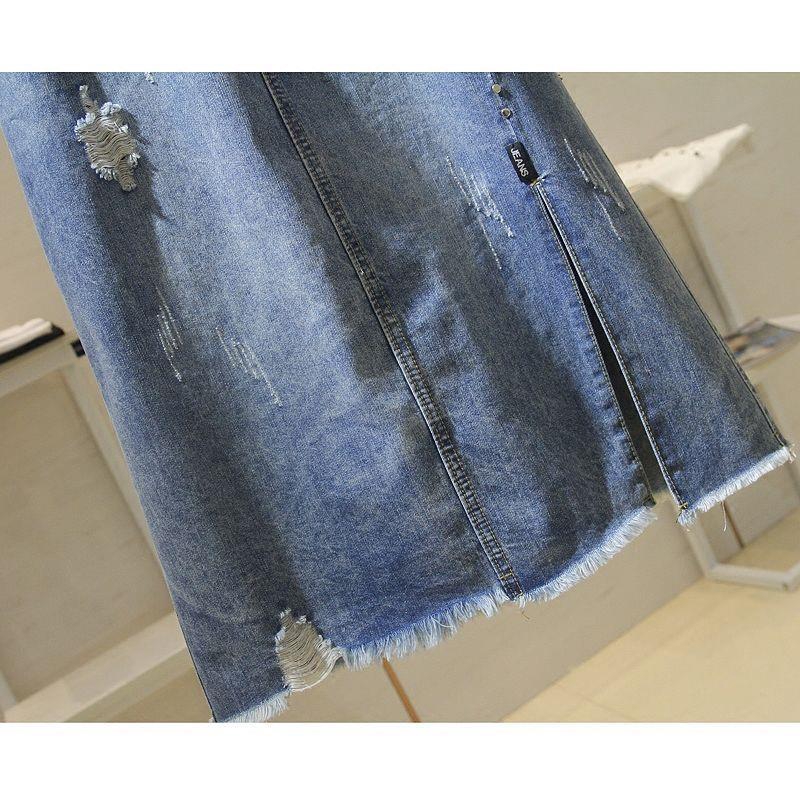 Chân Váy Denim Lưng Cao Phối Rách Cá Tính Dành Cho Nữ | BigBuy360 - bigbuy360.vn