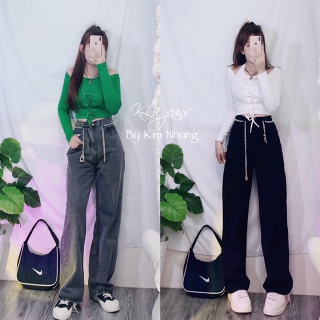 Quần suông jeans dài 101-103cm(k kèm đai)Sẵn