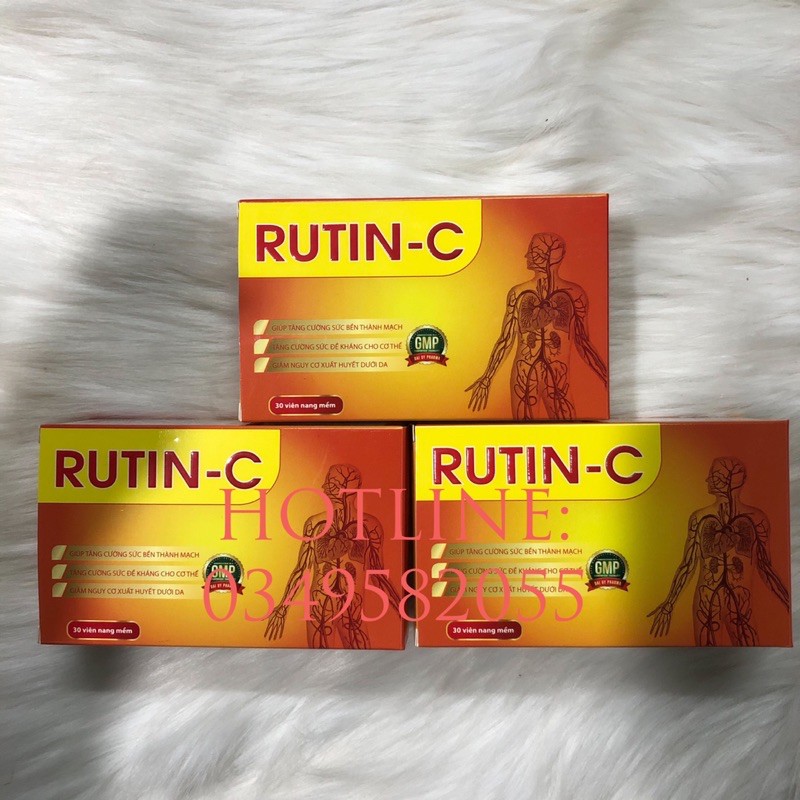 RUTIN C HỘP 30 viên nang mềm - Hỗ trợ điều trị viêm loét miệng, chảy máu cam, xuất huyết dưới da