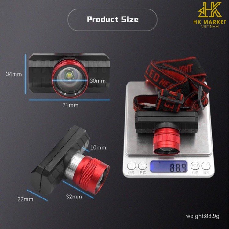 Đèn Đội Đầu Zoom Pin Sạc Siêu Sáng 102 | bóng creed Q5 Có 3 Chế Độ Sáng Chip Led XPE