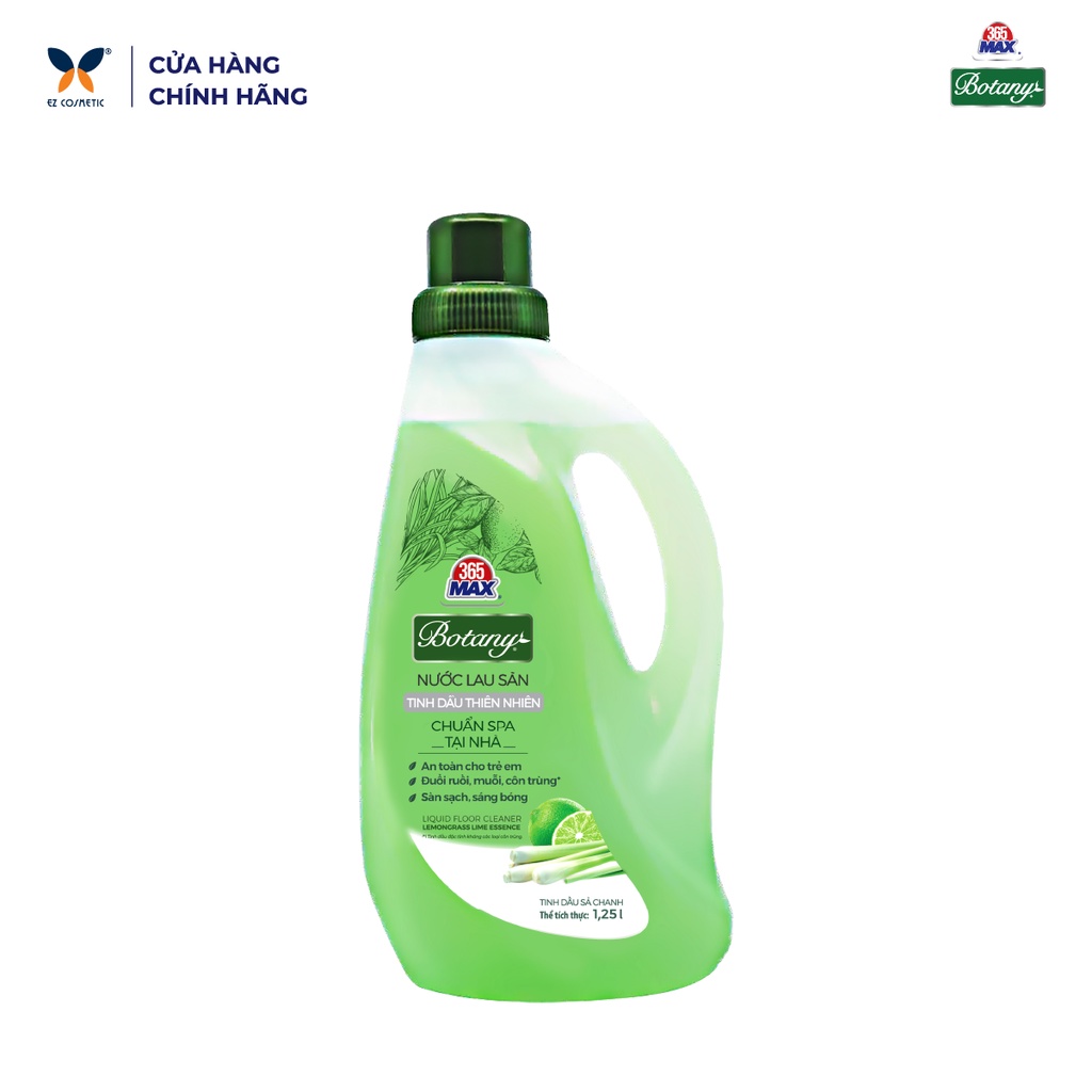 Nước Lau Sàn 365 MAX BOTANY Tinh Dầu Thiên Nhiên 1.25L - Sàn nhà sạch bóng và an toàn, chống côn trùng