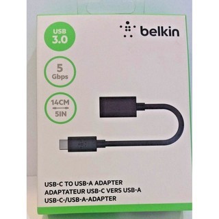 Dây cáp Belkin 3.0 USB-C to USB-A Adapter 14cm/5IN - 5 Gbps Black - Mở Hộp Nhập USA chính hãng