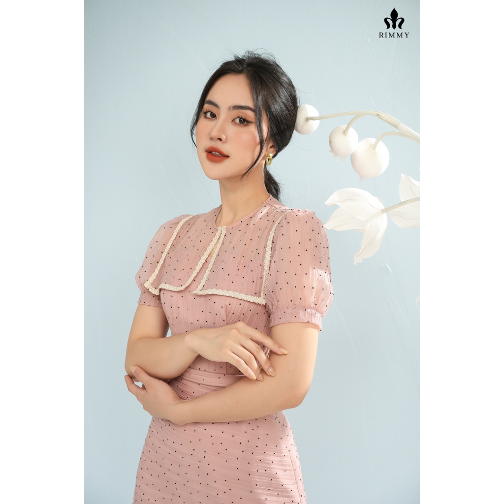 Váy thiết kế Rosy hồng chấm bi Rimmy [VA03-0422]
