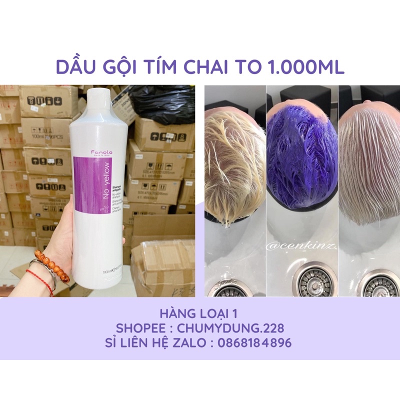 Dầu gội tím Fanola 1.000ml (giữ màu tóc, khử ánh vàng dùng thay dầu gội)