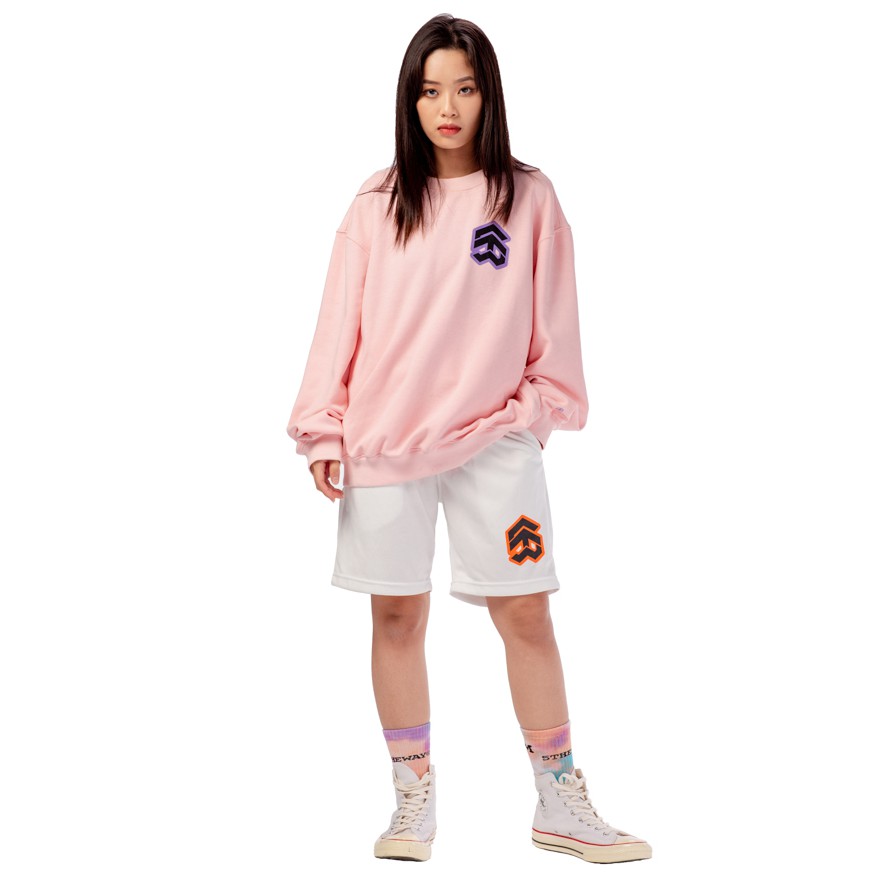 [Mã FAMALLT5 giảm 15% đơn 150K] 5THEWAY® /stroke/ BIG LOGO SQUARE SWEATER™ in CRYSTAL ROSE aka Áo Sweater Hồng