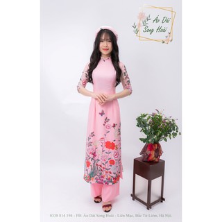 ÁO DÀI CÁCH TÂN VON TƠ 4 TÀ HOA HỒNG _ MÃ SP CT41 _ ÁO DÀI SONG HOÀI