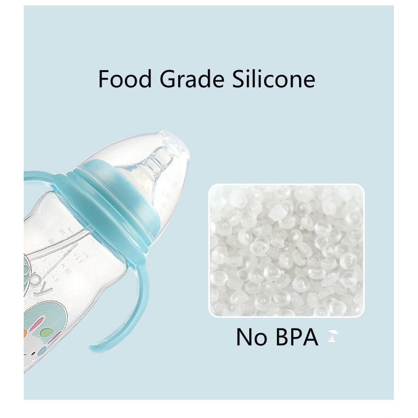 Bình sữa nhựa PP cho bé bầu rộng 330ml Bình tạo vú bằng silcone có tay cầm