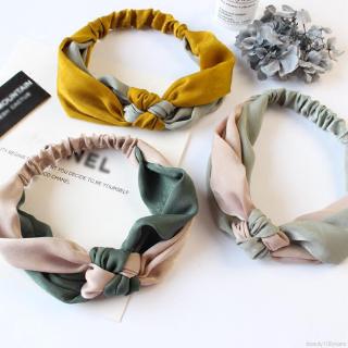 Băng đô vải satin thiết kế thắt nơ hai màu thời trang nữ dễ thương