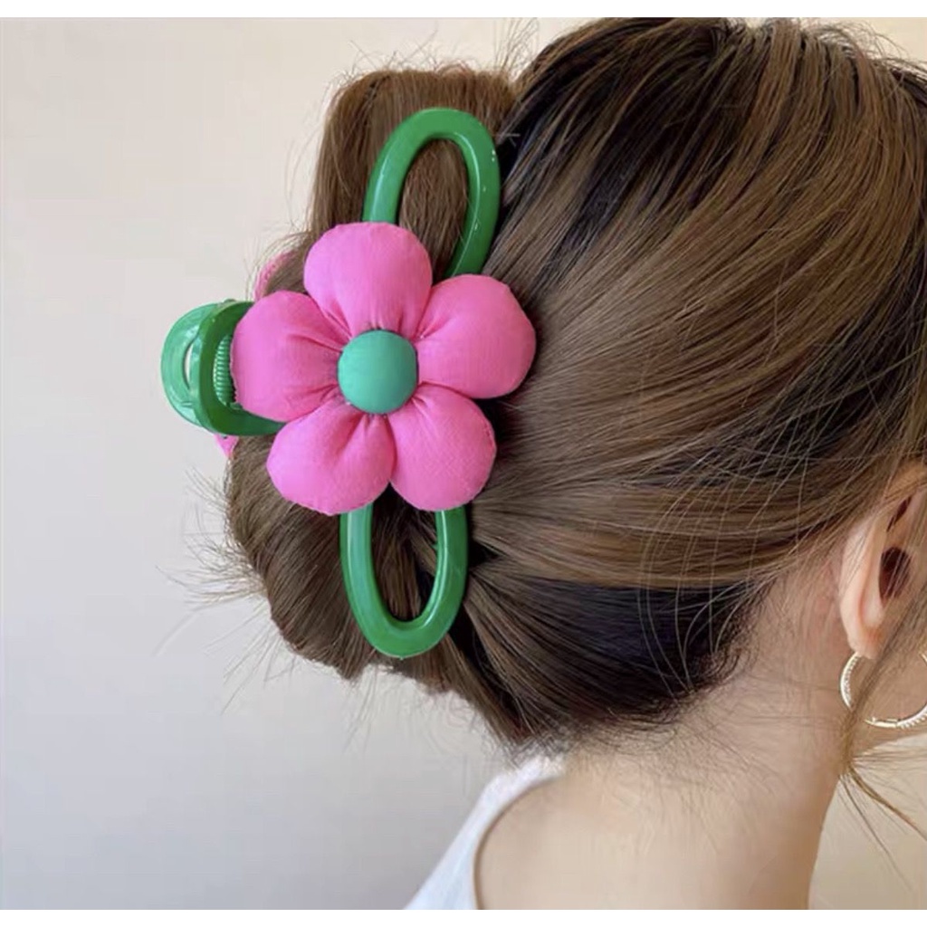 Kẹp Tóc Một Bên Hình Hoa Lớn Thanh Lịch Cao Cấp Cho Nữ