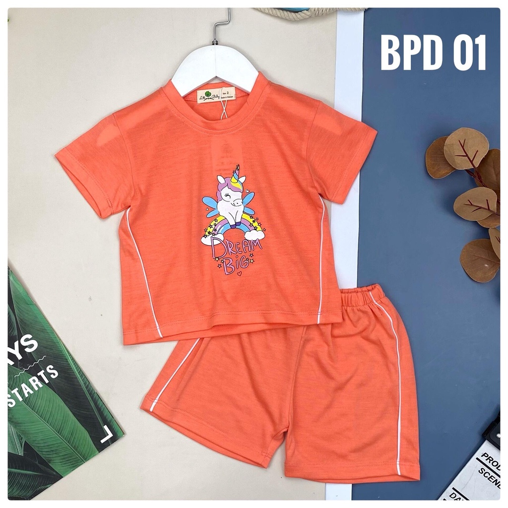 Bộ quần áo bé gái LITIBABY hình ngựa, cua, chất cotton mềm mát, size 2/10T