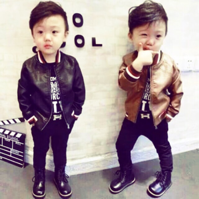 Áo Da thời trang lót lông cho bé