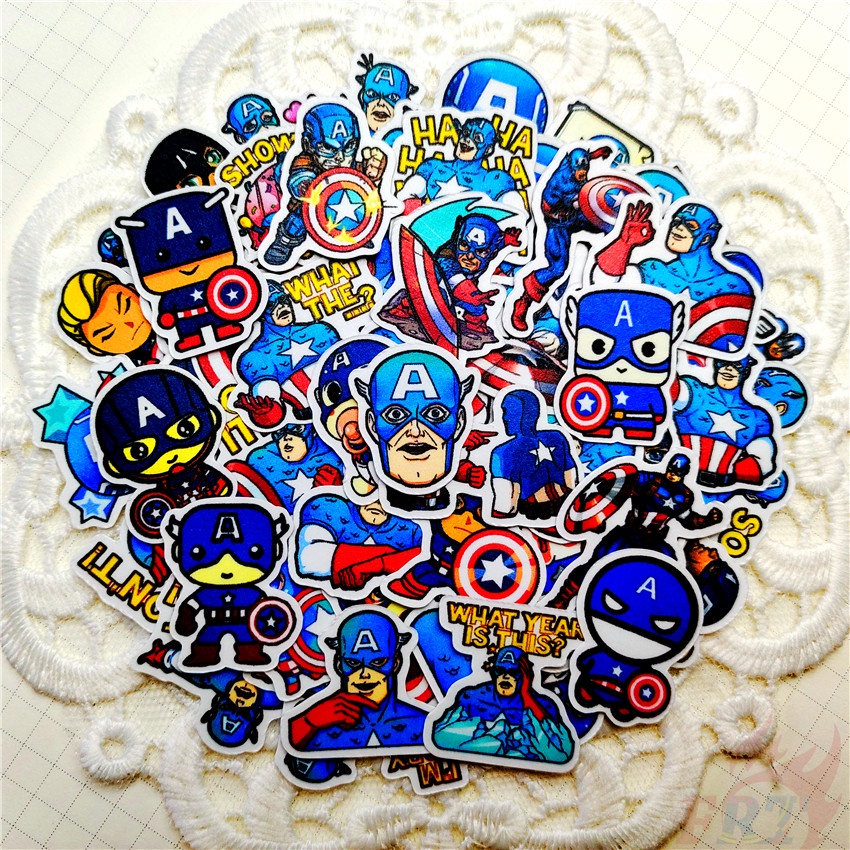 ★★★ Miếng Dán Mini Hình Captain America Q-1 Trang Trí Nhật Ký ★★★ Set 60 Sticker Dán Trang Trí Album Thời Trang