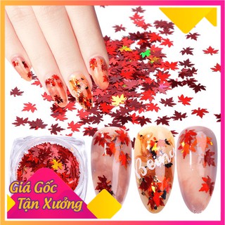 Set 12 nhũ lá phong màu trang trí móng ẩn phụ kiện làm nail chăm sóc móng