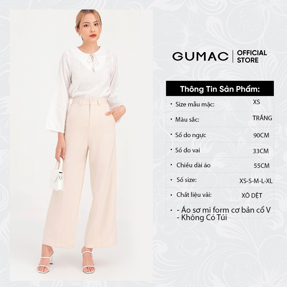 Áo sơ mi nữ buộc dây tay loe GUMAC AB739