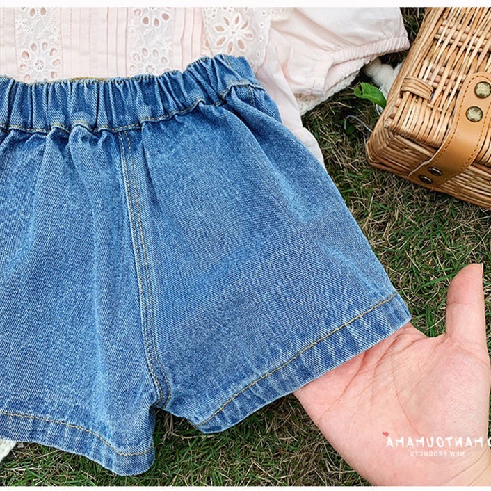 Quần Short Denim Mỏng Thời Trang Mùa Hè Hàn Quốc Dành Cho Bé Gái