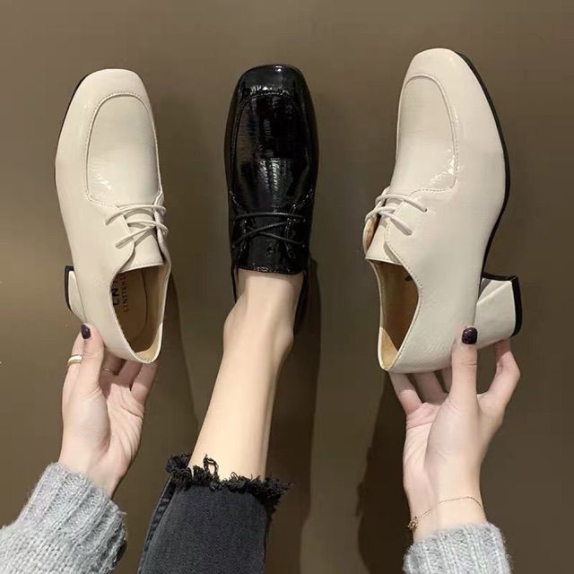 (ORDER) Giày cao gót 5cm da bóng dây rút BIG SIZE 35-42 - Ảnh thật