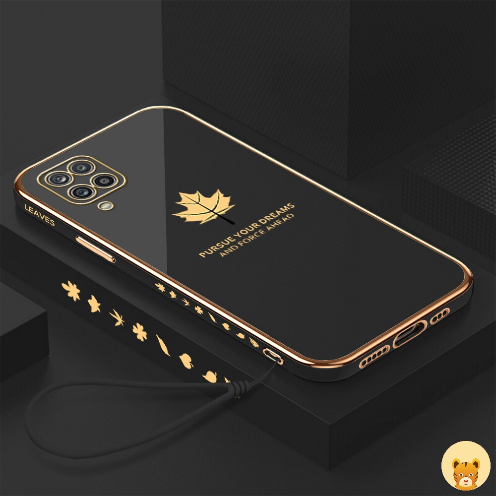 Ốp Điện Thoại Mềm Mạ Họa Tiết Sang Trọng Kèm Dây Đeo Cho Samsung A12 M12