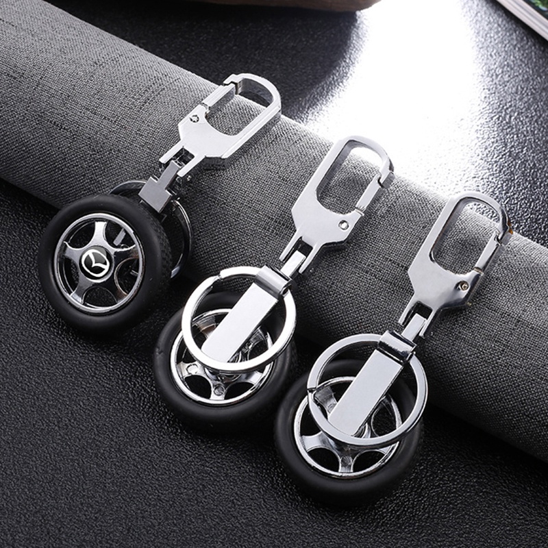 Móc chìa khóa ô tô Mazda móc khóa hợp kim lốp xe