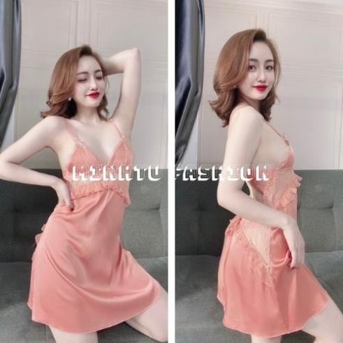 Váy Ngủ Sexy, Đầm Ngủ 2 Dây, Có Tăng Đơ, Phối Ren Chất Lụa Satin Phối Ren ( Kèm Quần ), Hàng May Kỹ Form Chuẩn Size Dưới | BigBuy360 - bigbuy360.vn