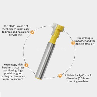 1pcs 6.35mm 1/4" Shank Diameter T-slot Keyhole Cutter Wood Router Bit 3/8" Cutting Diameter Milling Cutter Woodworking T