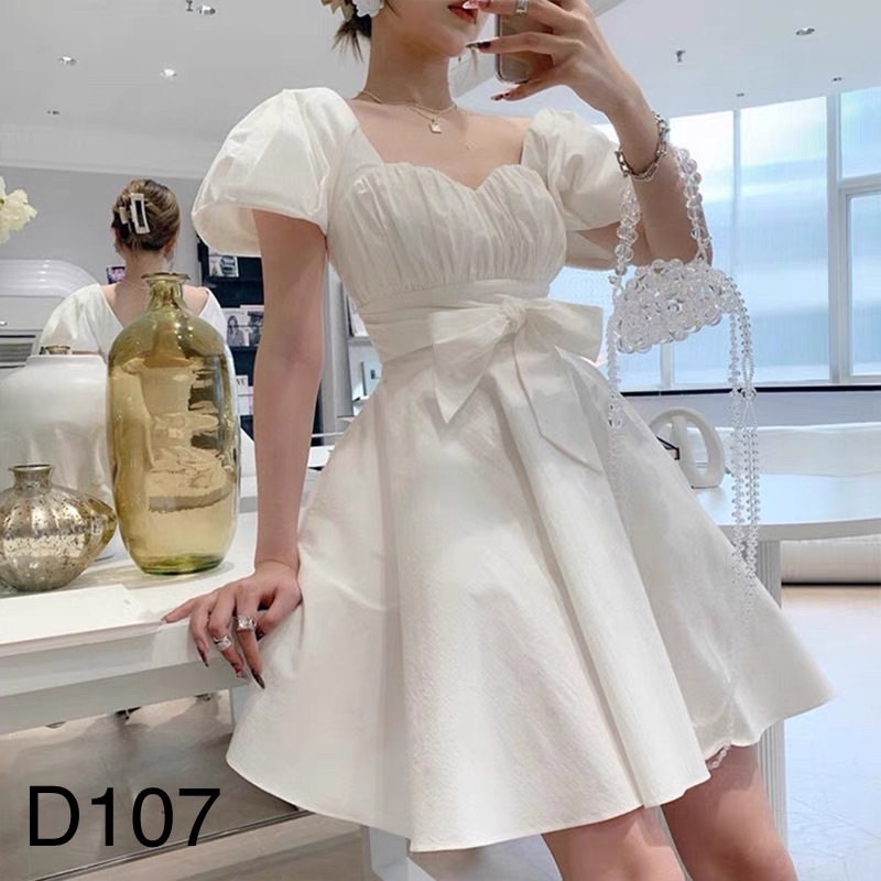 đầm trắng xinh có mút ngực kèm ảnh thật - d107
