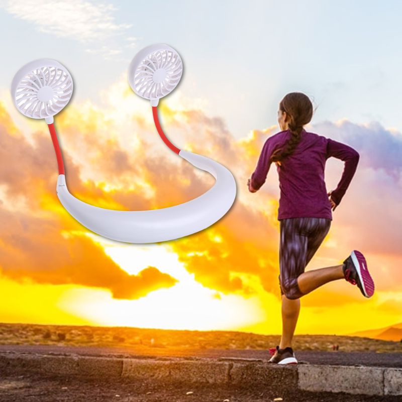 Quạt Làm Mát Mini Đeo Cổ Rảnh Tay Có Cổng Sạc USB