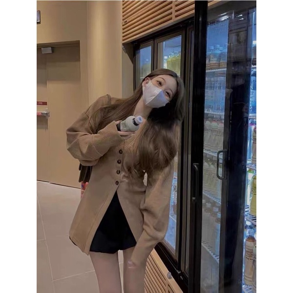 Áo Cardigan Len Dài Tay Kiểu Vạt Hai Bên Siêu Lạ Cho Mùa Thu Đông