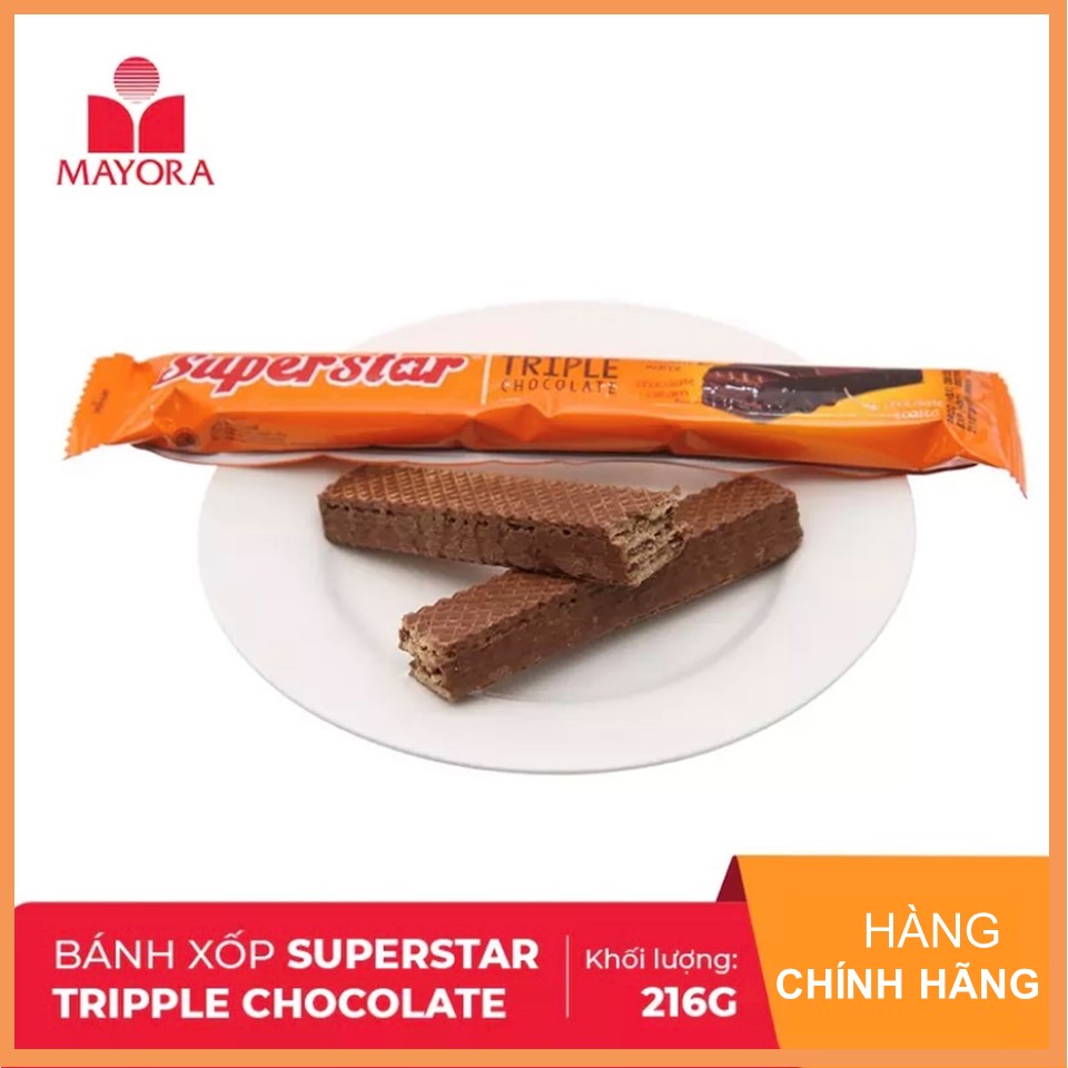 Bánh xốp Super Star Triple Choco 216g