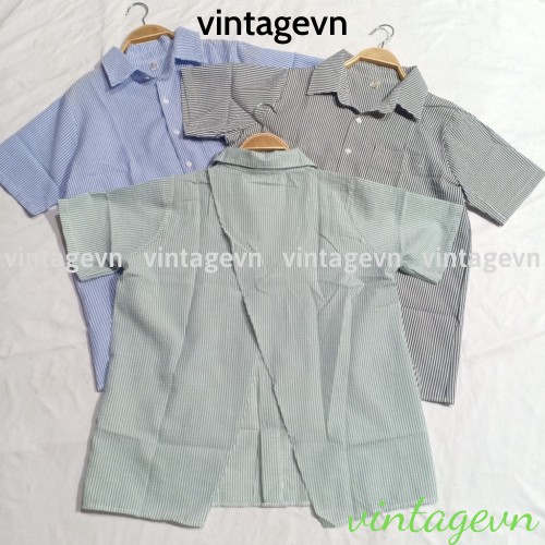 {vintagevn} áo sơ mi sọc kẻ xẻ sau, áo babydoll sọc kẻ xẻ sau có [video+ ảnh thật] A360 | BigBuy360 - bigbuy360.vn