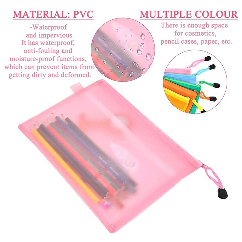 Túi đựng tài liệu khổ A5 bằng PVC chống thấm nước có khóa kéo tiện dụng | BigBuy360 - bigbuy360.vn