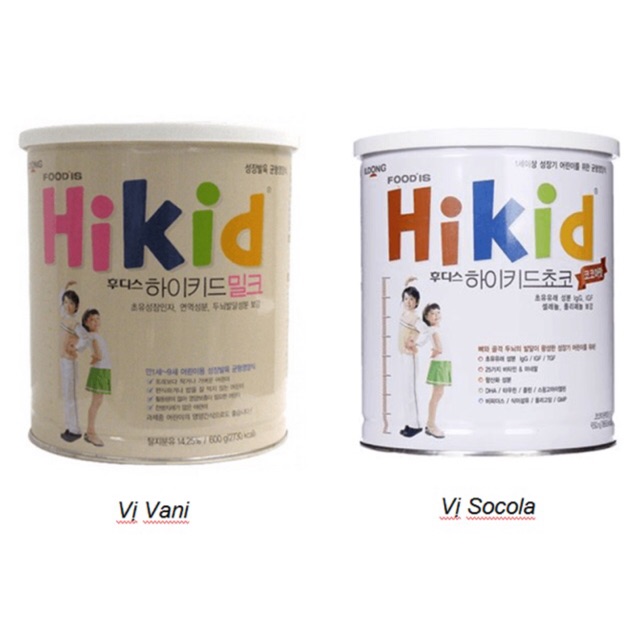 Sữa Hikid vị Vani vị Socola tách béo dê núi 600g