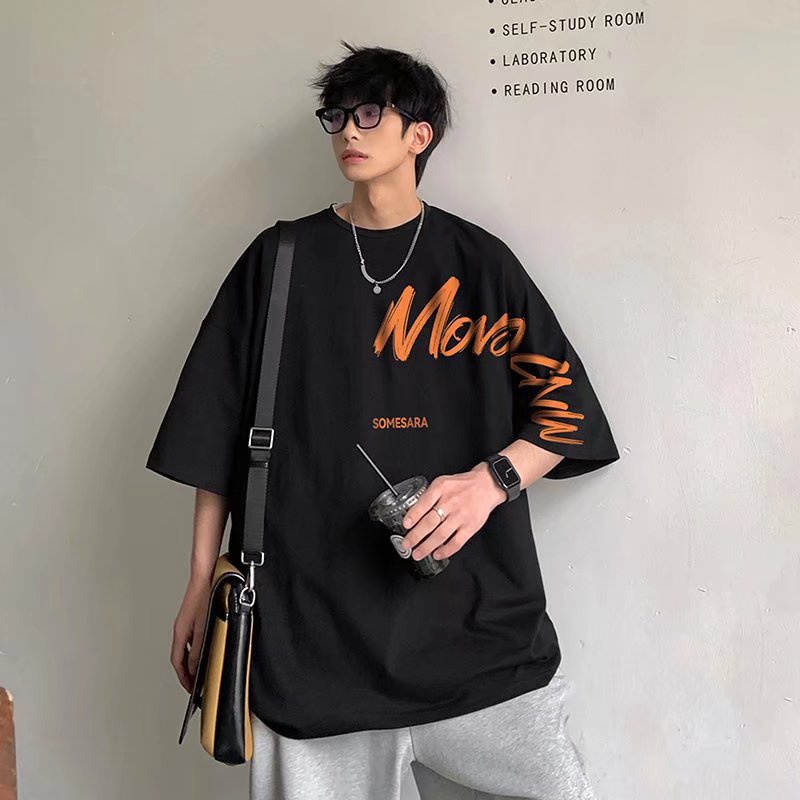 【M-3XL】Áo Thun Tay Ngắn Cổ Tròn In Chữ Đơn Giản Thời Trang Phong Cách Hàn Quốc Cho Cặp Đôi Thời trang cộng với kích thước Unisex Thường ngắn tay áo trên