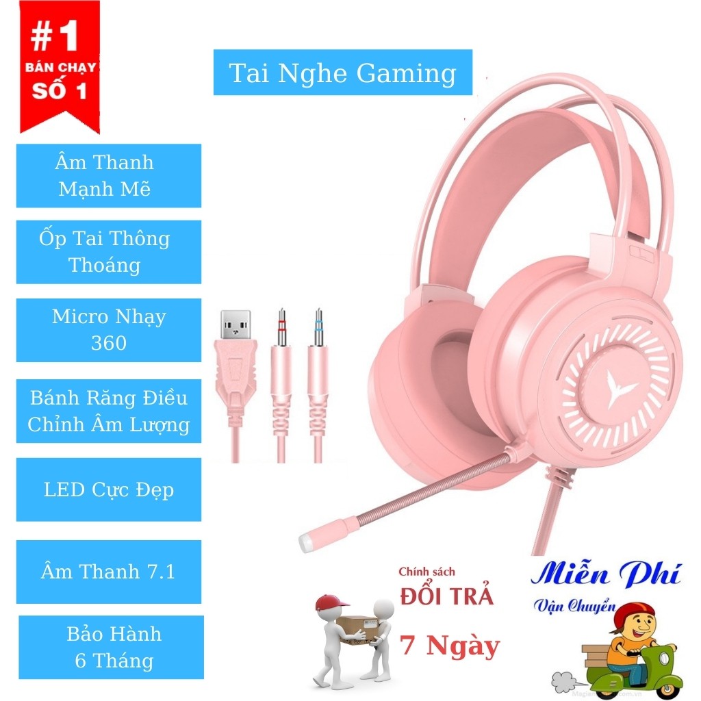 Headphone Gaming G58 Có Mic Cực Nhạy LED Thay Đổi Liên Tục Âm Thanh 7.1 Bảo Hành 6 Tháng