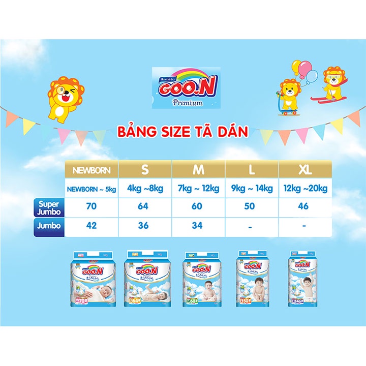 Tã dán GOO.N Premium size NewBorn - Goon 70 miếng - Cho bé sơ sinh < 5kg