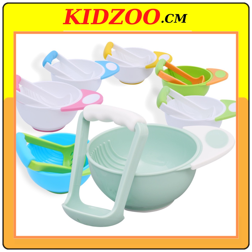 Dụng cụ nghiền thức ăn cho bé, bát nghiền hoa quả ăn dặm kèm cán chế biến đồ ăn cho bé nhỏ gọn tiện lợi CAMIOFFICIAL