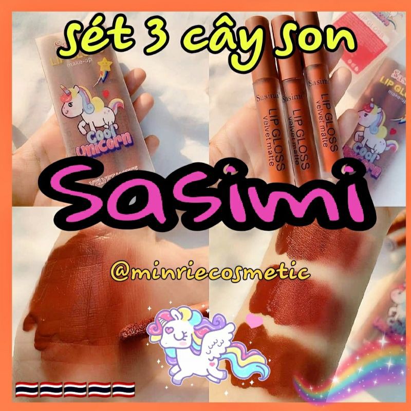 [ Chính Hãng ] Sét 3 cây son kem Fullsize Unicorn Sasimi - Thái Lan