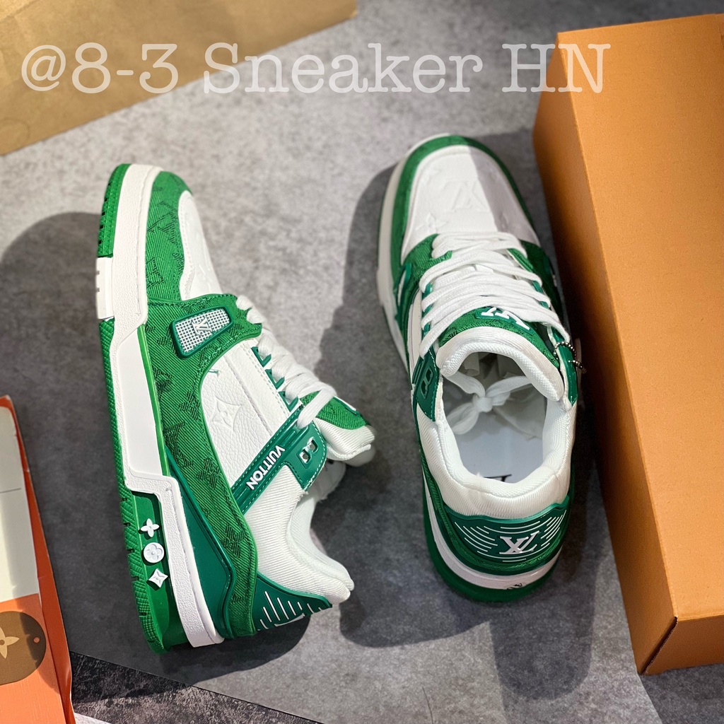 Giày LV xanh lá trắng bản sc, giày louis vuitton xanh green cao cấp