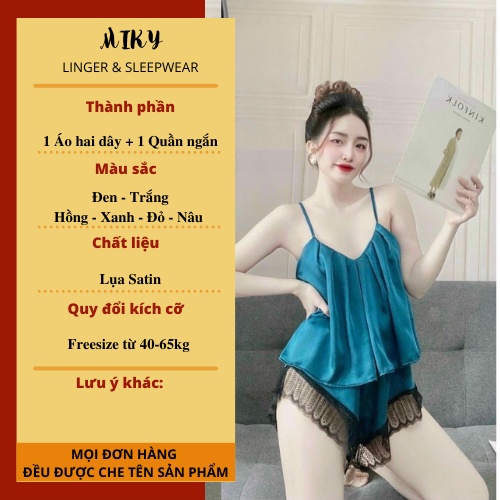 Đồ Bộ 2 Dây Mặc Nhà Cho Nữ Set Đồ Ngủ Mặc Nhà Quần Ngắn Sexy Tôn Dáng