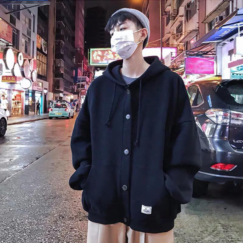 ÁO KHOÁC NỈ DÁNG HOODIE ĐEN _ UNISEX - Áo khoác nỉ