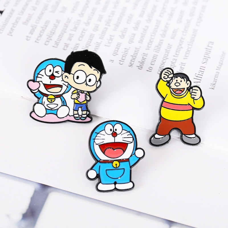 Pin cài áo Doraemon mèo máy thông minh nhân vật Doraemon Dorami Nobita Shizuka Jaian Suneo - GC111
