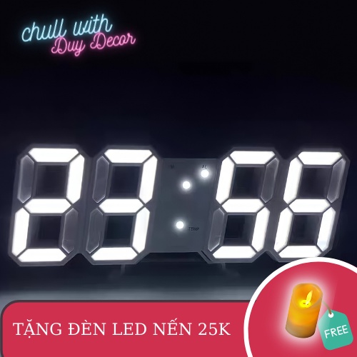 Đồng hồ LED thông minh Smart Clock, đồng hồ 3D trang trí Vintage Decor phòng ngủ kiểu Hàn Quốc